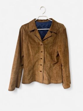 Women’s Brown Suede Button-Front Jacket